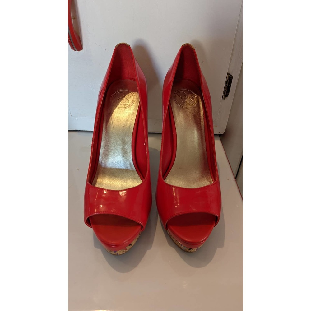 Jessica Simpson  Red Patent Peep Toe Heels